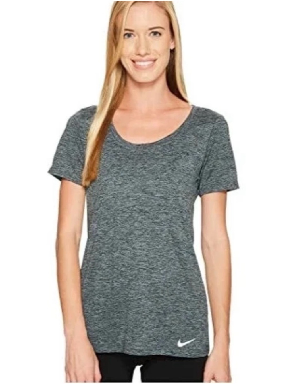Nike Shirt Womens Small Black Heather DriFit Dry Legend Scoop Neck Gym Running